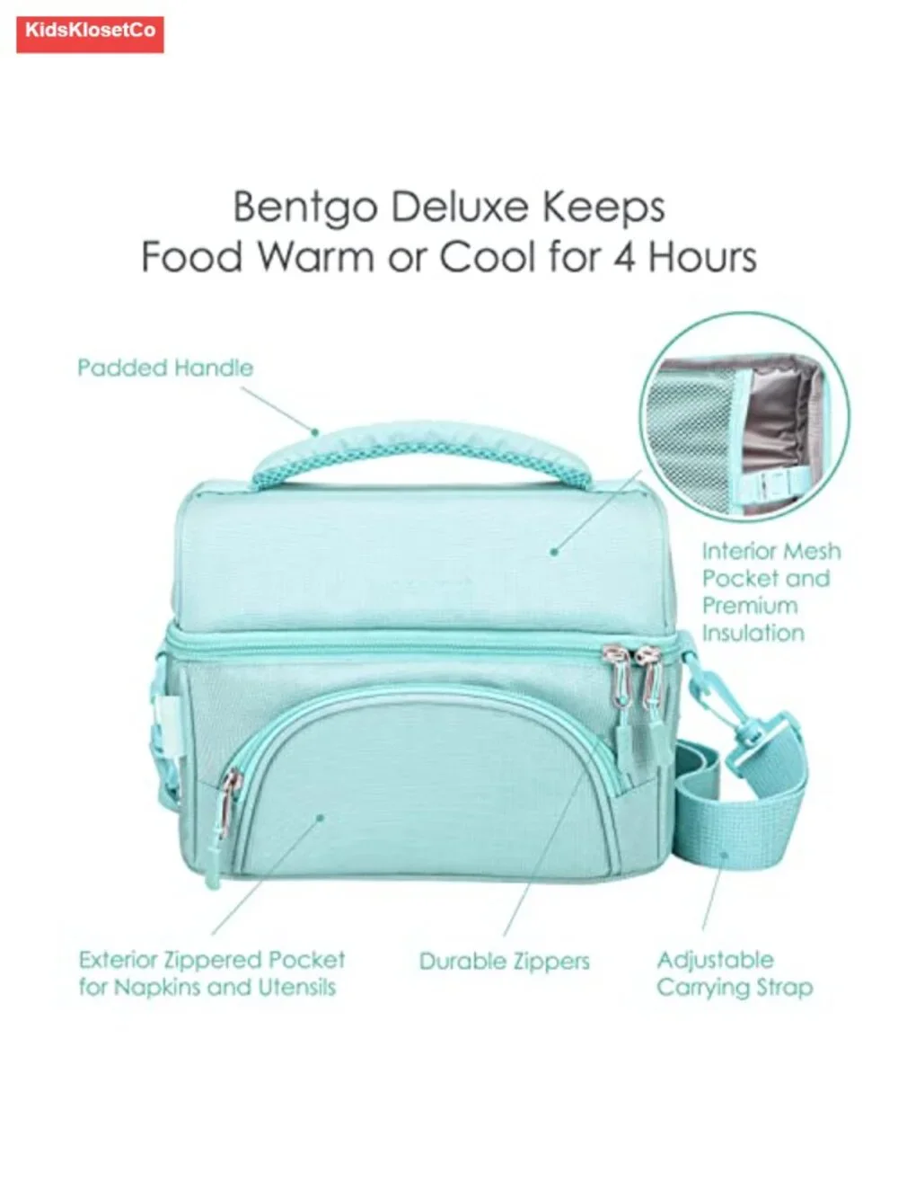 Insulated Lunch Bag with Adjustable Strap, Outer Pocket, Thermal, Leak-Proof